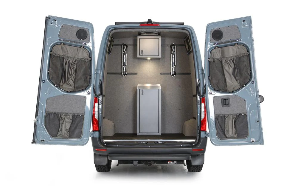 RB Components 2019+ Sprinter Van Rear Door Lower Stuff Bag Kit - w/Graphite Upholstered Panels - Image 2