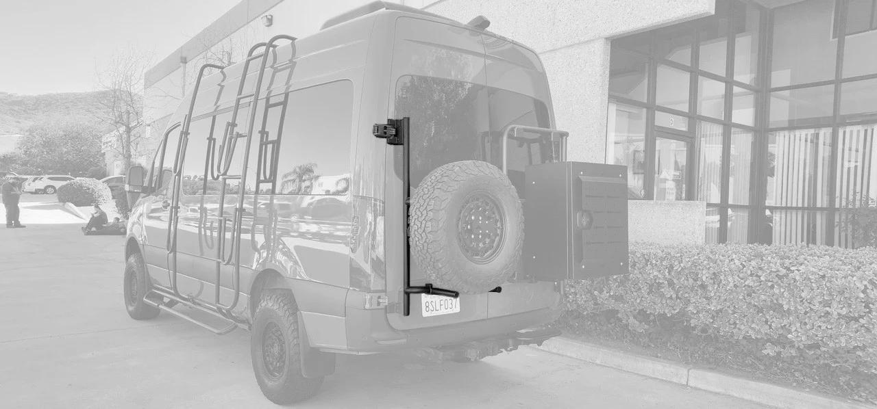 Aluminess 2019+ Mercedes Sprinter Driver Side Rear Door Tire/Box Carrier - Image 4