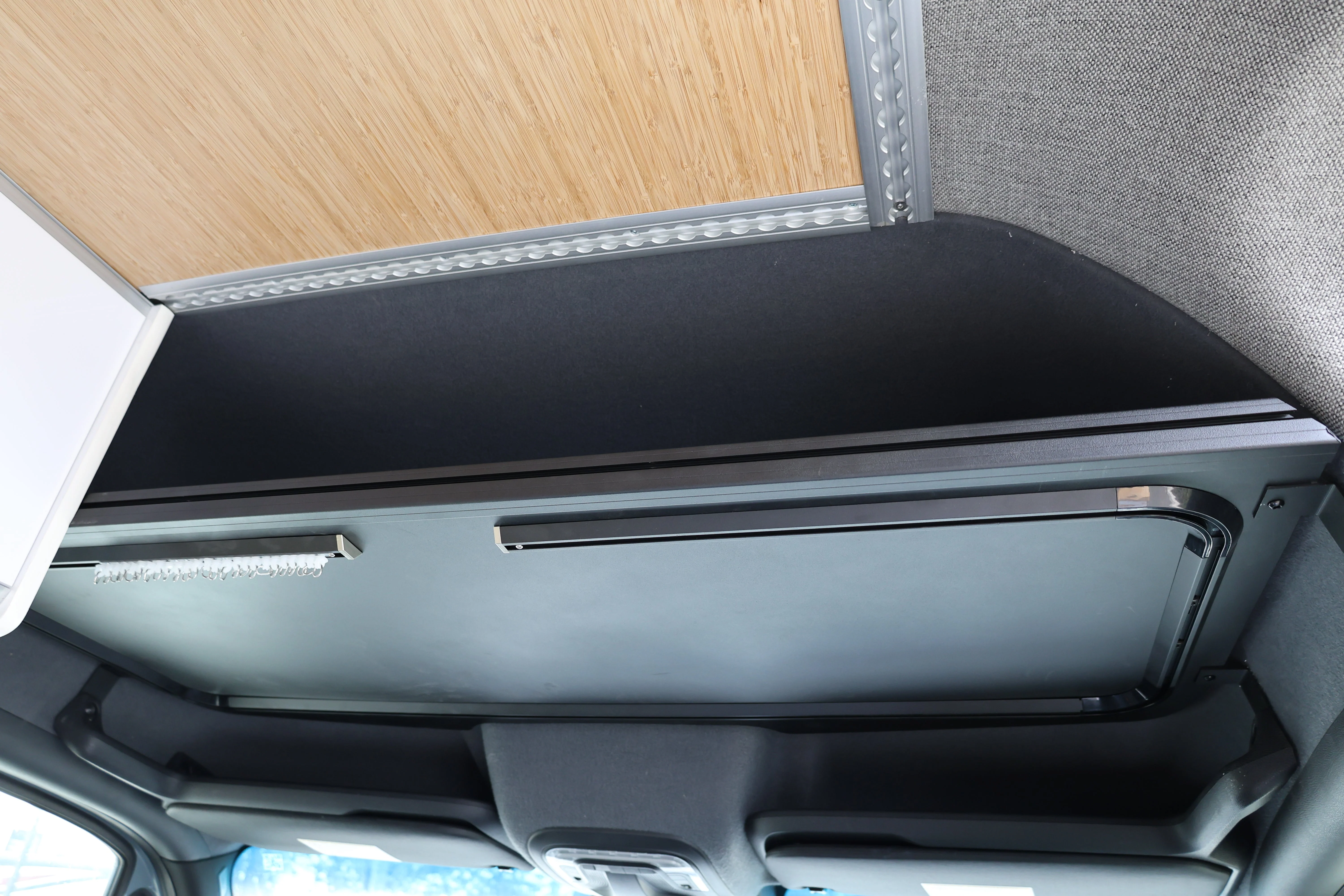 Tec Vanlife Mercedes Sprinter Aluminum Headliner Shelf with Built-in Curtain Rails - Image 4