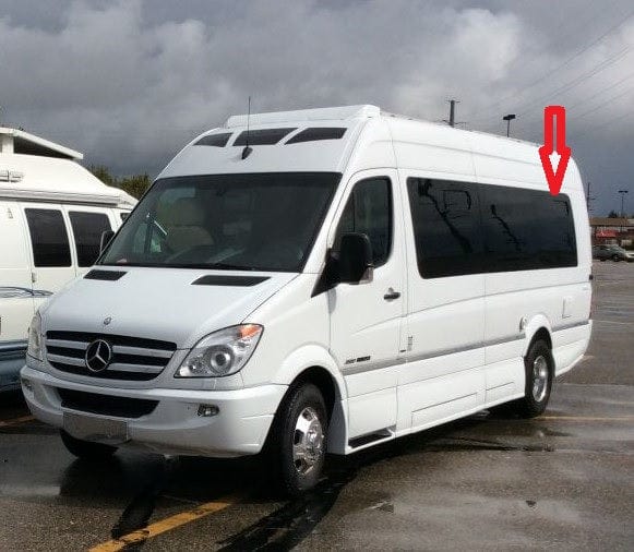 AM Auto Mercedes Sprinter (2007+) 170"WB Driver Side Rear Quarter Top-Slider Screened Window (MS06-L3L-TSS P)