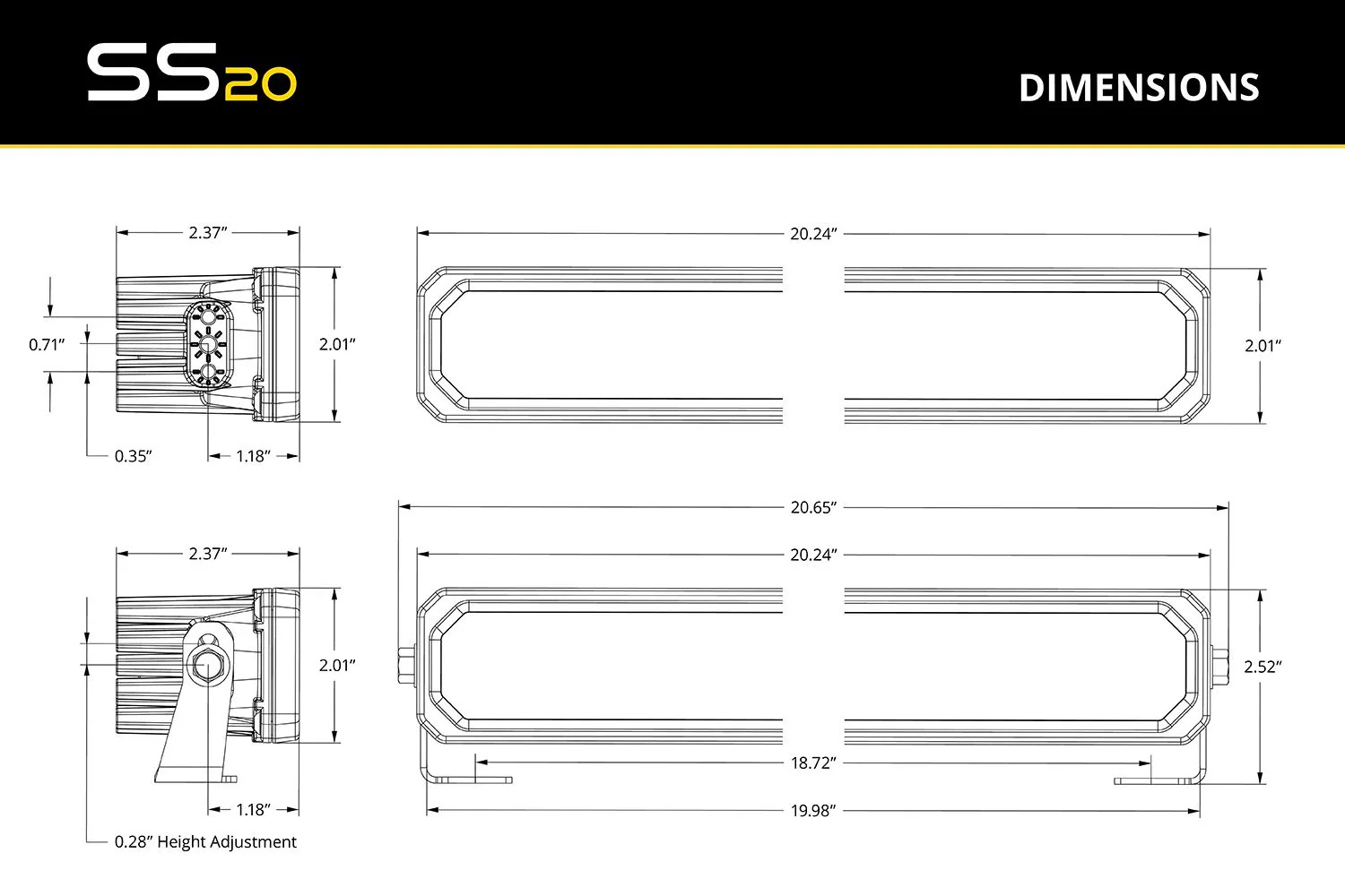 Diode Dynamics Lightbar - SS20 Sport White Combo Standard MBL - Image 8