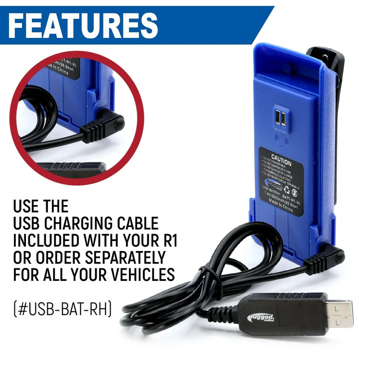 Rugged Radios R1 Handheld Radio High Capacity Battery and Belt Clip - Image 3