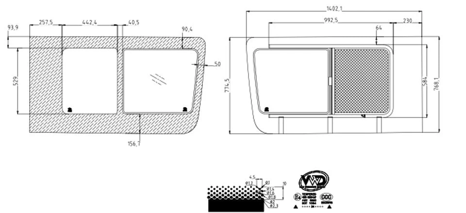 VWD 2007+ Mercedes Sprinter Passenger Side Sliding Door Slider Window (Rear Opening) (SR101-SER) - Image 9