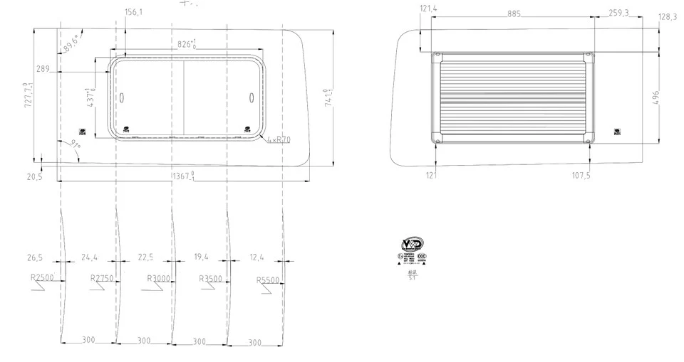 VWD 2015+ Ford Transit Passenger Side Sliding Door Double Slider Window (TR201-DS) - Image 9